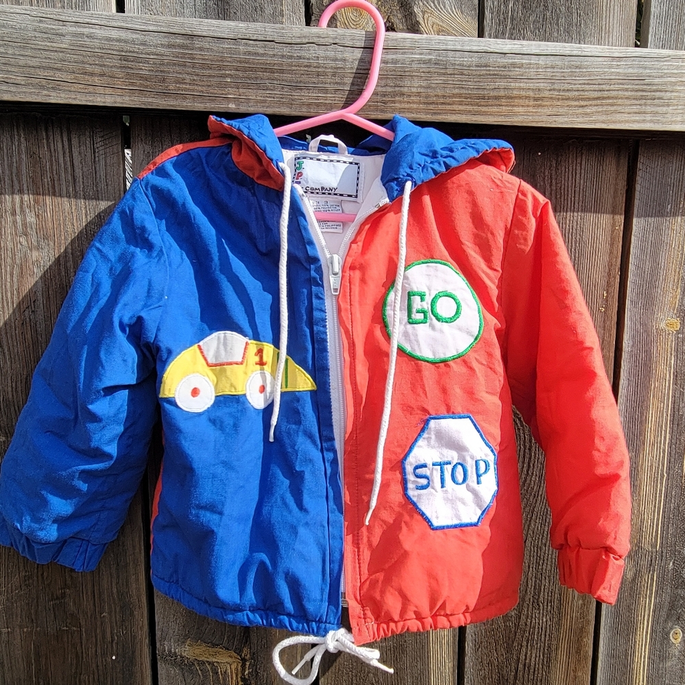 Vintage 70s 80s J.P.I. Kids Coat Size 3 Unisex Primary Colors Colorblock